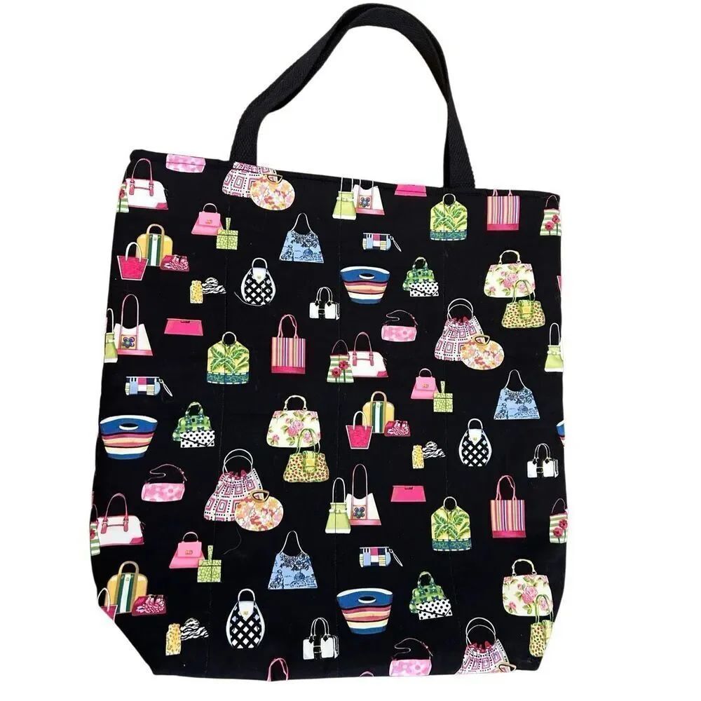 Handmade Colorful Large & Deep Fabric Tote Bag Beach Bag Travel Tote 24”x12”x 6”